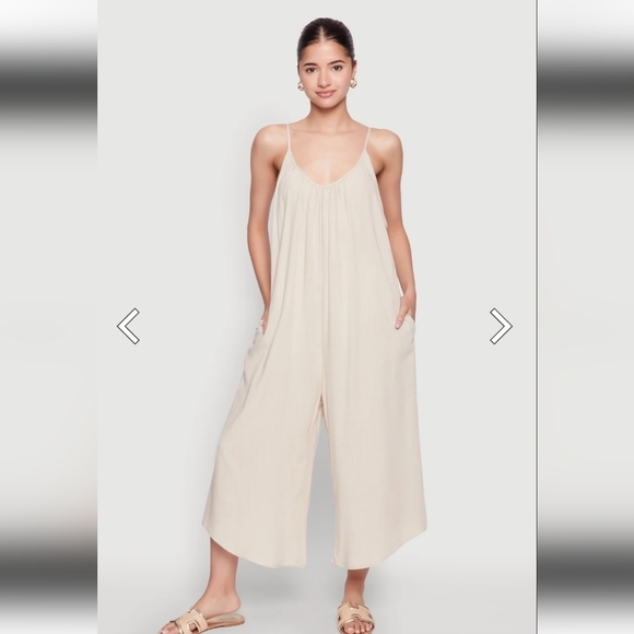 HYFVE Natural Sleeveless Crop Jumpsuit, NIP - Picture 1 of 6